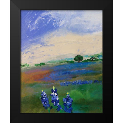 Texas Blue Bonnets Black Modern Wood Framed Art Print by Maria, Robin
