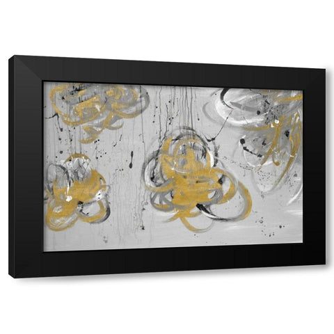 Forms of Gray and Gold Black Modern Wood Framed Art Print with Double Matting by Marie, Addie