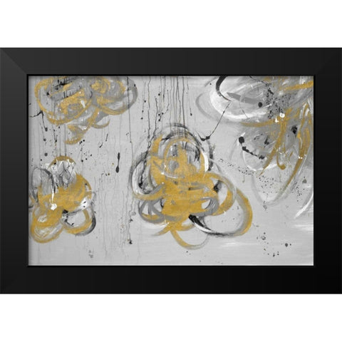 Forms of Gray and Gold Black Modern Wood Framed Art Print by Marie, Addie
