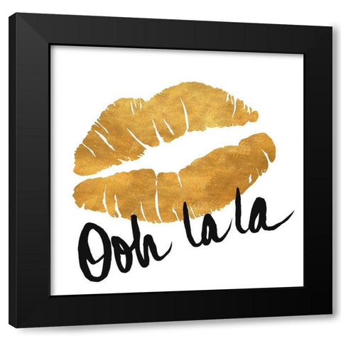 Ooh La La Lips Black Modern Wood Framed Art Print by SD Graphics Studio