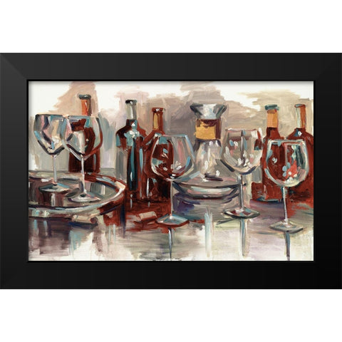 Evening Wine Black Modern Wood Framed Art Print by French-Roussia, Heather A.