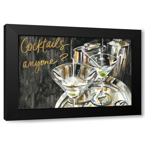 Cocktails Anyone? Black Modern Wood Framed Art Print by French-Roussia, Heather A.