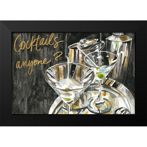 Cocktails Anyone? Black Modern Wood Framed Art Print by French-Roussia, Heather A.