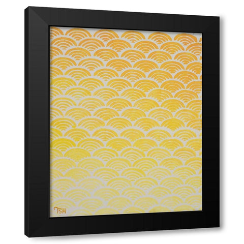 Sun Pattern Black Modern Wood Framed Art Print with Double Matting by Hakimipour, Tiffany