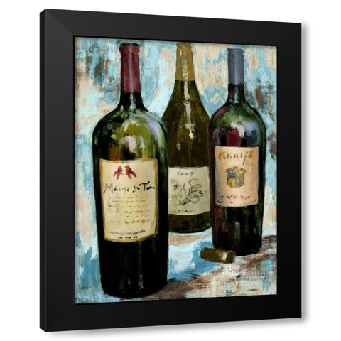 Time for Wine on Blue II Black Modern Wood Framed Art Print by Loreth, Lanie