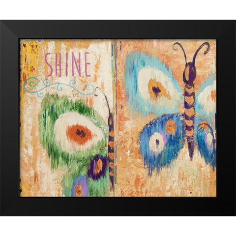 Ikat Flutter Shine Black Modern Wood Framed Art Print by Pinto, Patricia