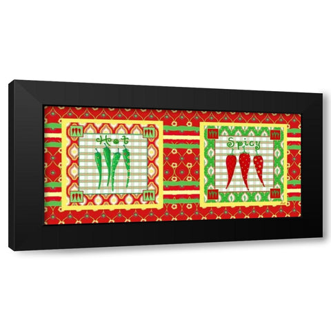 Chili Fiesta Panel V Black Modern Wood Framed Art Print by Metz, Andi