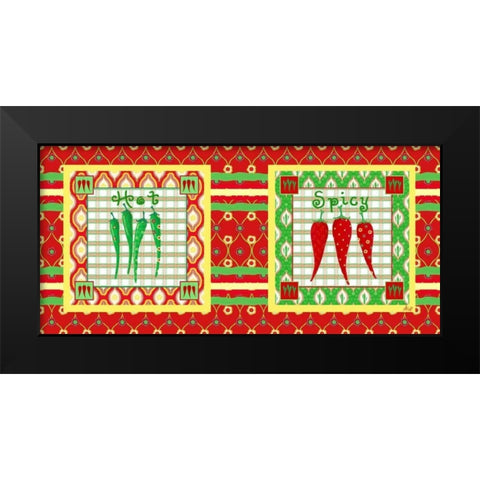 Chili Fiesta Panel V Black Modern Wood Framed Art Print by Metz, Andi