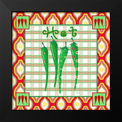 Chili Fiesta I Black Modern Wood Framed Art Print by Metz, Andi