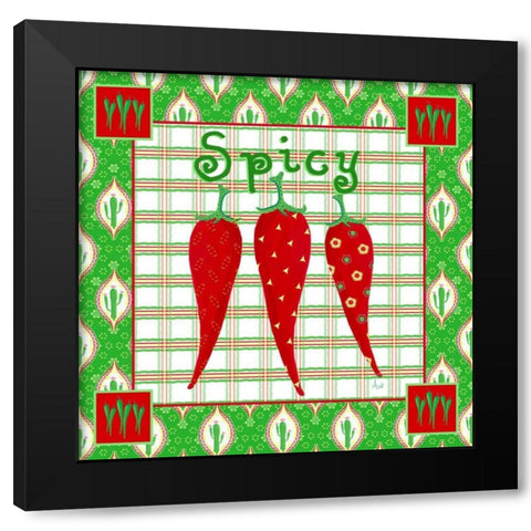 Chili Fiesta II Black Modern Wood Framed Art Print with Double Matting by Metz, Andi