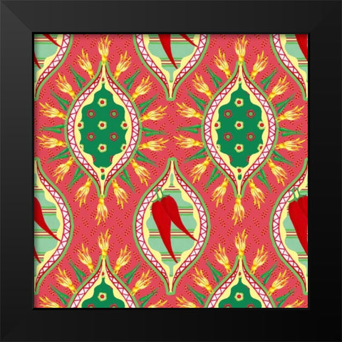 Chili Fiesta Pattern IV Black Modern Wood Framed Art Print by Metz, Andi