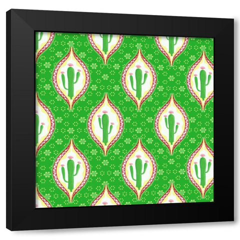 Chili Fiesta Pattern I Black Modern Wood Framed Art Print by Metz, Andi