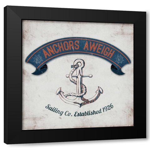 Anchors Aweigh Border Black Modern Wood Framed Art Print with Double Matting by Everett, Tiffany