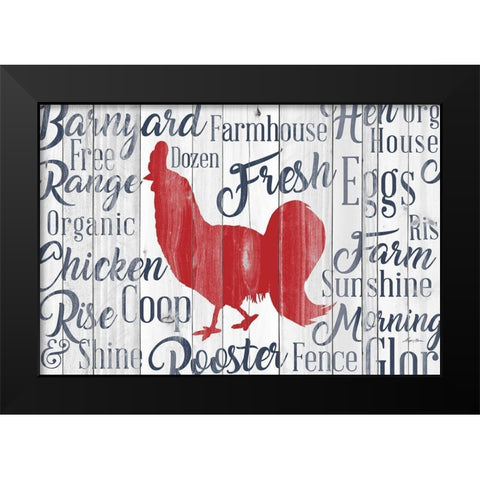 Kitchen Rooster Black Modern Wood Framed Art Print by Edwins, Hugo