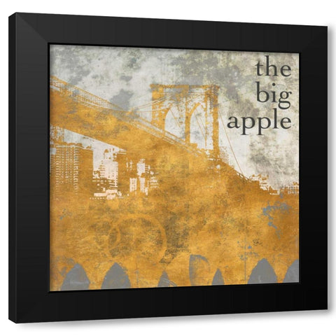 NY Gold Bridge at Dusk I Black Modern Wood Framed Art Print by Meneely, Dan
