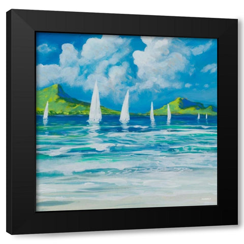 Sail Away Beach I Black Modern Wood Framed Art Print with Double Matting by Meneely, Dan