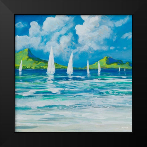 Sail Away Beach I Black Modern Wood Framed Art Print by Meneely, Dan