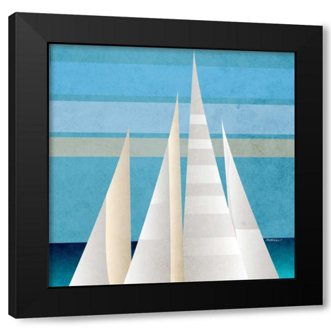 Main Sail Harbor I Black Modern Wood Framed Art Print with Double Matting by Meneely, Dan