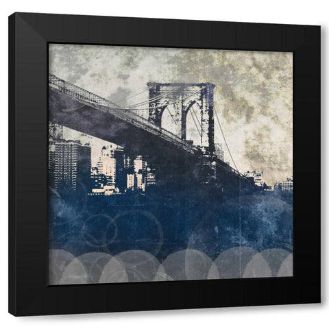 NY Bridge at Dusk I Black Modern Wood Framed Art Print with Double Matting by Meneely, Dan