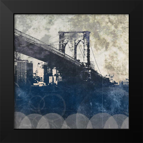 NY Bridge at Dusk I Black Modern Wood Framed Art Print by Meneely, Dan