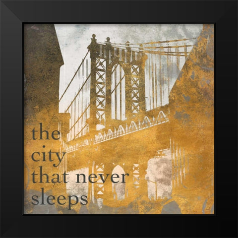 NY Gold Bridge at Dusk II Black Modern Wood Framed Art Print by Meneely, Dan