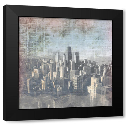 Chicago Skyline II Black Modern Wood Framed Art Print with Double Matting by Meneely, Dan