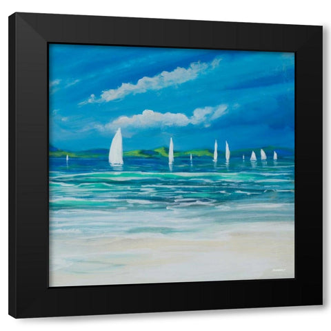 Sail Away Beach II Black Modern Wood Framed Art Print with Double Matting by Meneely, Dan