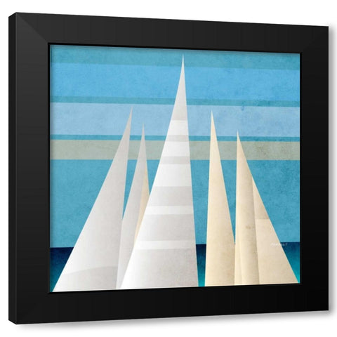 Main Sail Harbor III Black Modern Wood Framed Art Print with Double Matting by Meneely, Dan