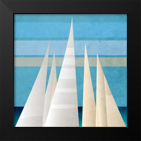 Main Sail Harbor III Black Modern Wood Framed Art Print by Meneely, Dan