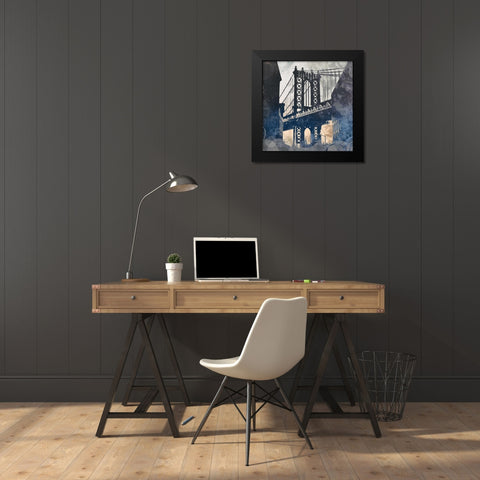 NY Bridge at Dusk II Black Modern Wood Framed Art Print by Meneely, Dan
