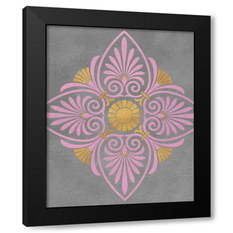 Gray and Pink Medallion I Black Modern Wood Framed Art Print with Double Matting by Studio, SD Graphics