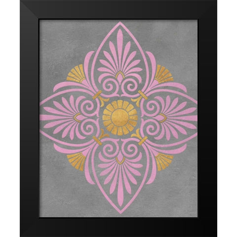 Gray and Pink Medallion I Black Modern Wood Framed Art Print by Studio, SD Graphics