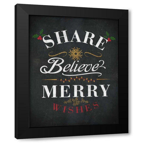 Dream Shine Chalk II Black Modern Wood Framed Art Print with Double Matting by Studio, SD Graphics