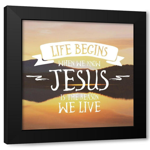 Life Begins Black Modern Wood Framed Art Print by Mansfield, Kathy