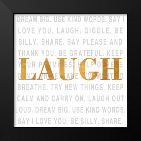 Gold Love Type II (Laugh) Black Modern Wood Framed Art Print by SD Graphics Studio