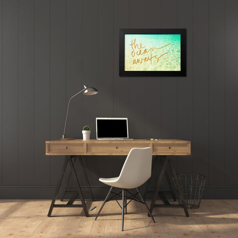 The Ocean Awaits Black Modern Wood Framed Art Print by Bryant, Susan