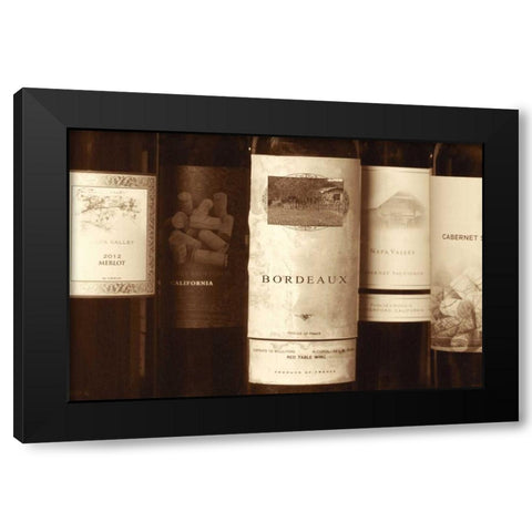 Wine Labels Black Modern Wood Framed Art Print by Peck, Gail