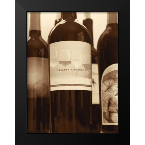Wine Bottles II Black Modern Wood Framed Art Print by Peck, Gail