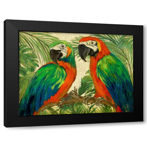 Island Birds on Burlap Black Modern Wood Framed Art Print with Double Matting by DeRice, Julie