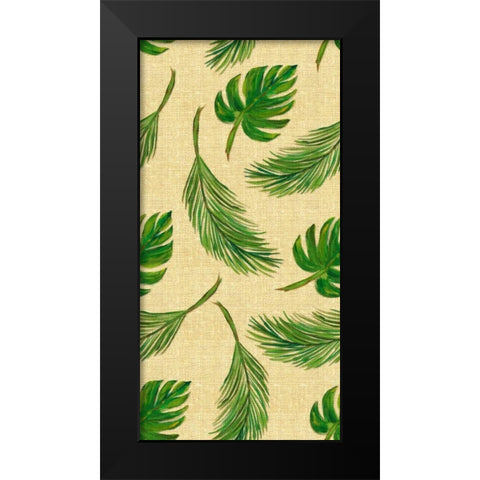 Palms On Linen Pattern Black Modern Wood Framed Art Print by DeRice, Julie