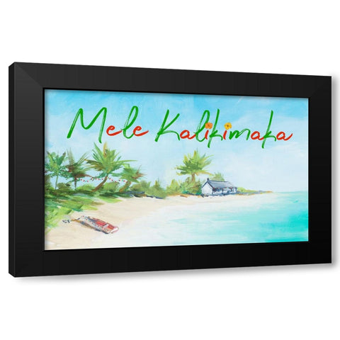 Mele Kalikimaka Black Modern Wood Framed Art Print by DeRice, Julie