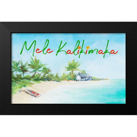 Mele Kalikimaka Black Modern Wood Framed Art Print by DeRice, Julie
