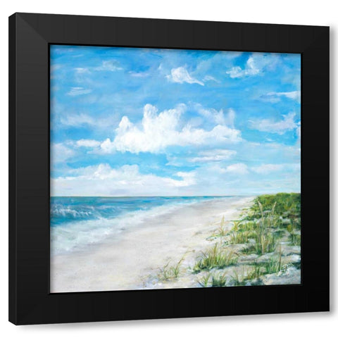 Day At The Beach Square Black Modern Wood Framed Art Print with Double Matting by DeRice, Julie