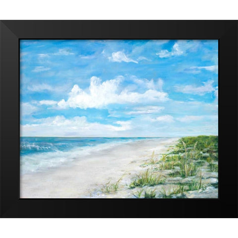 Day At The Beach Black Modern Wood Framed Art Print by DeRice, Julie