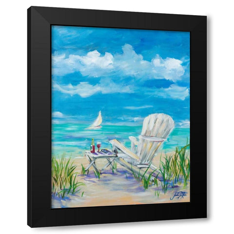 Beach Lounging Black Modern Wood Framed Art Print by DeRice, Julie