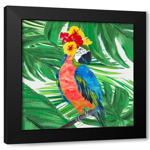 Tropical Island Birds Black Modern Wood Framed Art Print by DeRice, Julie