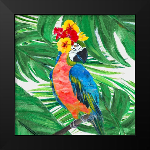 Tropical Island Birds Black Modern Wood Framed Art Print by DeRice, Julie