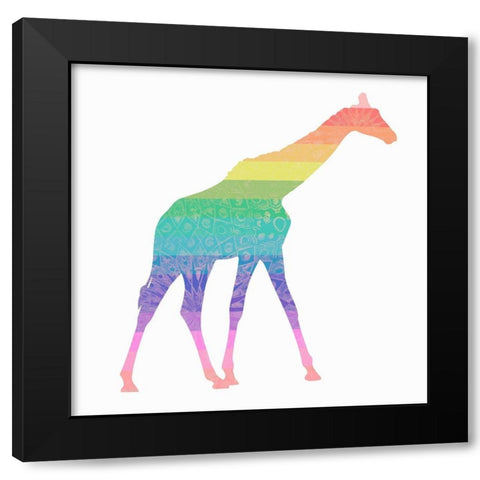 Rainbow Giraffe Black Modern Wood Framed Art Print by SD Graphics Studio