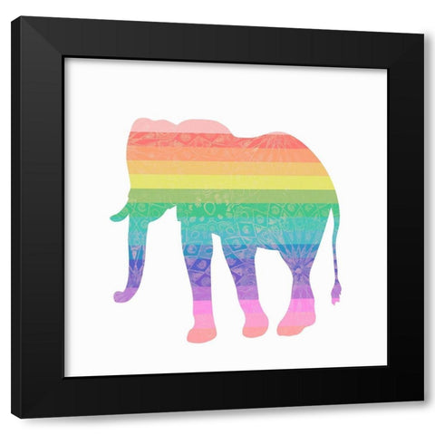 Rainbow Elephant Black Modern Wood Framed Art Print by SD Graphics Studio