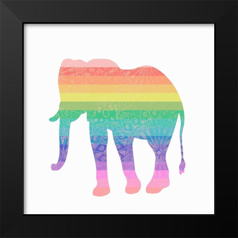 Rainbow Elephant Black Modern Wood Framed Art Print by SD Graphics Studio